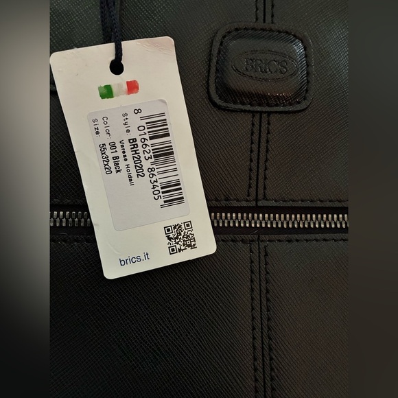 NWT Bric’s Milano Vareze Black Holdall Vera Pelle Weekender Bag Made in Italy - Picture 7 of 15